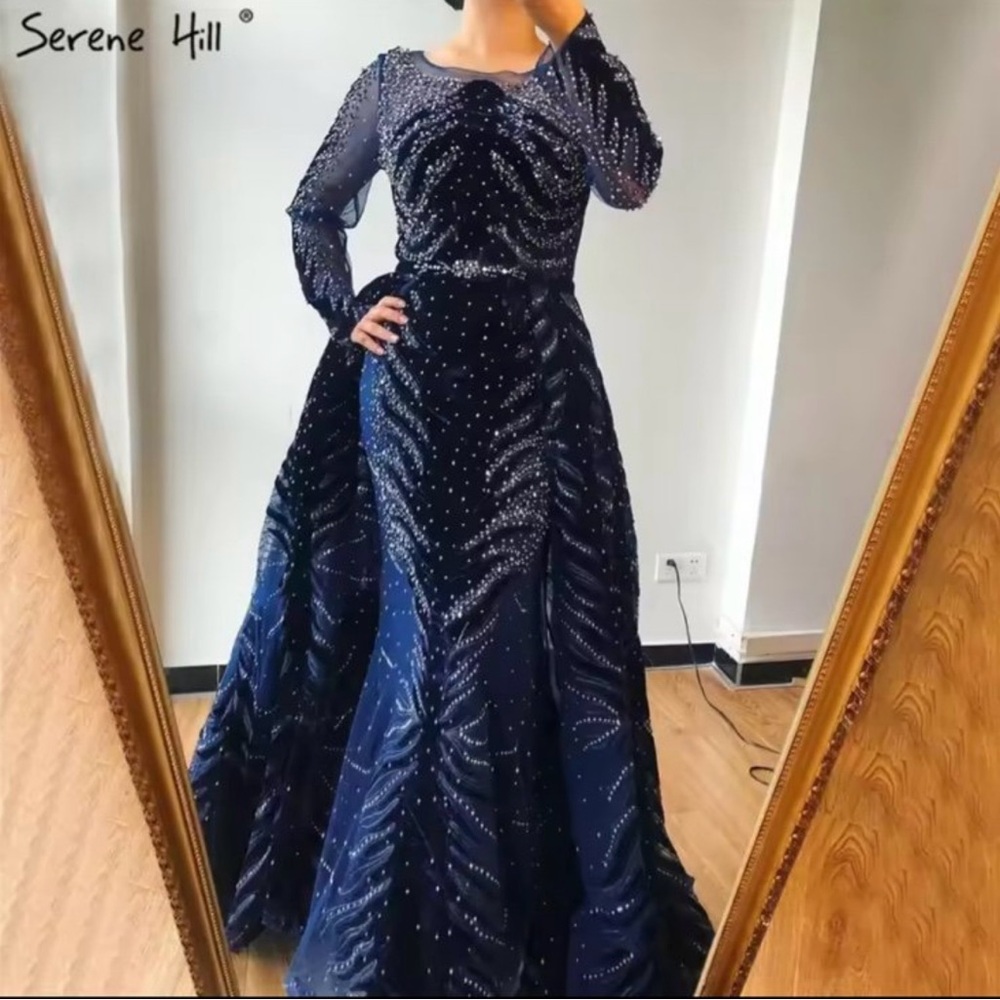 Serene Hill Navy Long Sleeve Gown